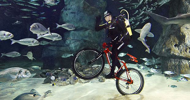 underwater bike riding